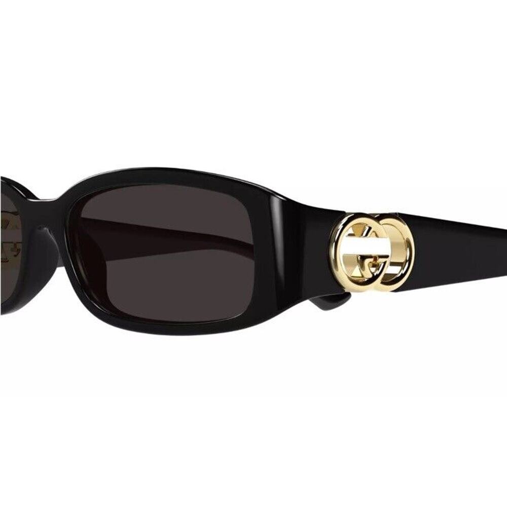 GUCCI GG1661S 001 Black Gold Grey Rectangle Unisex Sunglasses AUTHENTIC - Picture 8 of 10